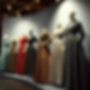 Evolution of Gray Long Skirts in Fashion History Historical fashion display featuring gray long skirts showcasing past styles.