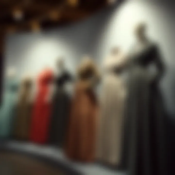 Evolution of Gray Long Skirts in Fashion History Historical fashion display featuring gray long skirts showcasing past styles.
