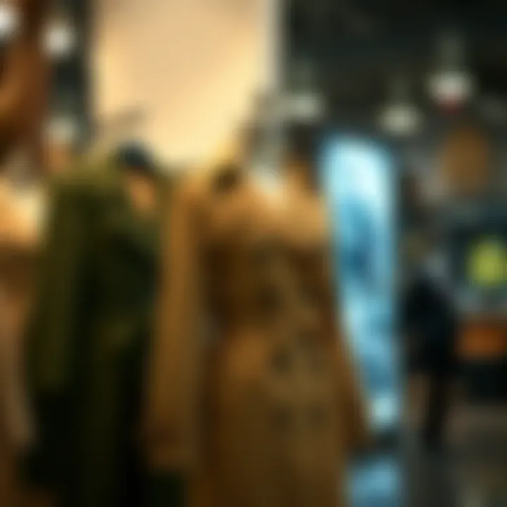 Elegant olive trench coat displayed on a mannequin