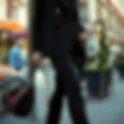 High-waisted black trousers styled elegantly