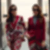 Chic dual outfit featuring elegant patterns