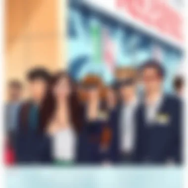 Fashionable individuals sporting name badges in various settings