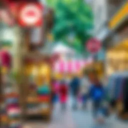 Vibrant street view of Istanbul showcasing diverse fashion stores