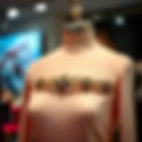 Elegant jeweled dress belt displayed on a mannequin