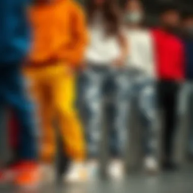 A selection of joggers in different colors and patterns