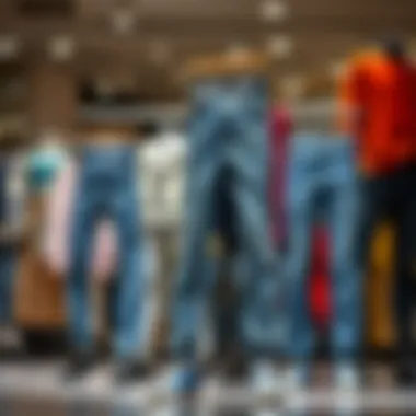Diverse Styles of Jogger Jeans Variety of jogger jeans displayed in a fashion setting