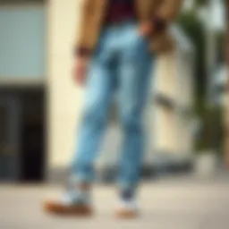 Stylish jogger jeans paired with modern footwear