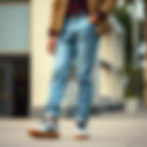 Stylish jogger jeans paired with modern footwear