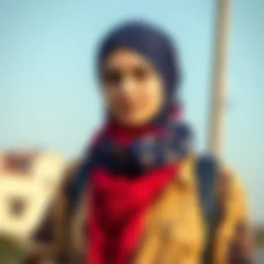 Fashionable Headscarf with Casual Attire Fashionable headscarf complemented by casual attire