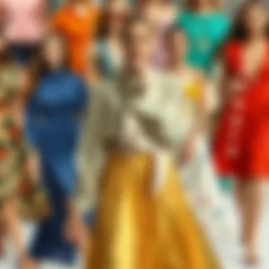 Modern Trends in Women's Fashion A vibrant collage of contemporary dress trends reflecting seasonal colors and fabrics.