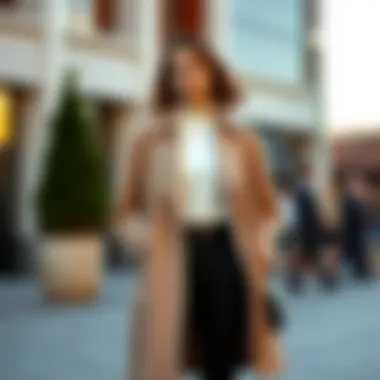 Elegant Outdoor Look with Short Coat Elegant short coat in a casual outdoor setting