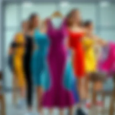 A variety of athletic dresses arranged by body shape suitability