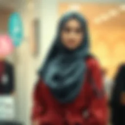 Elegant modern hijab outfit on display