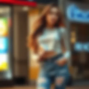 Chic woman wearing ripped jeans with a stylish top