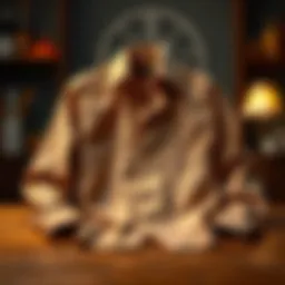 Elegant brown linen shirt displayed on a wooden surface