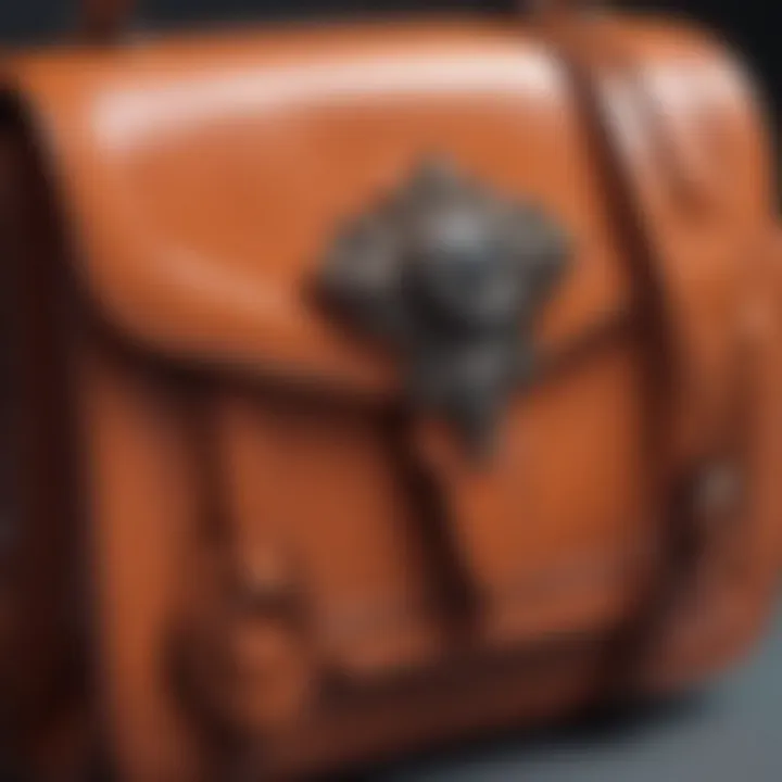 Close-up of flap bag detailing and craftsmanship