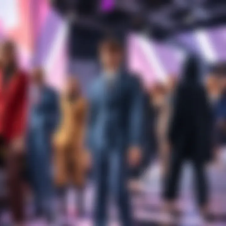 Fashion Runway Showcasing Closed Suit Styles A fashion runway featuring closed suits in various styles