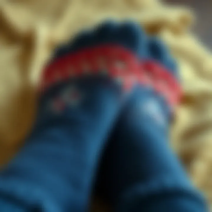 A close-up of cashmere socks highlighting craftsmanship