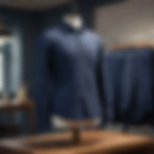 Elegant navy linen shirt on a stylish mannequin