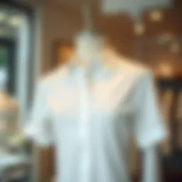 Elegant broken white shirt displayed on a mannequin.