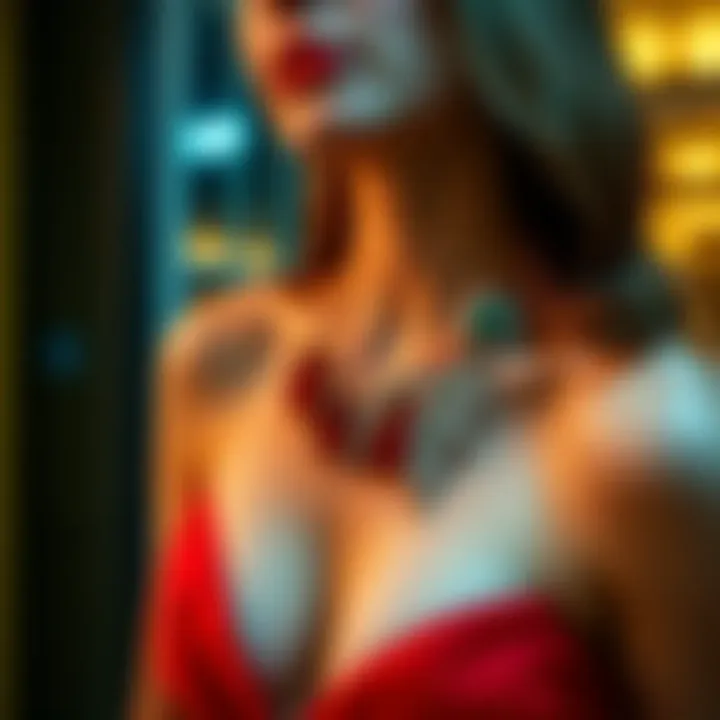 Stunning Accessories for Red Outfit Close-up of stunning accessories that complement a red evening outfit