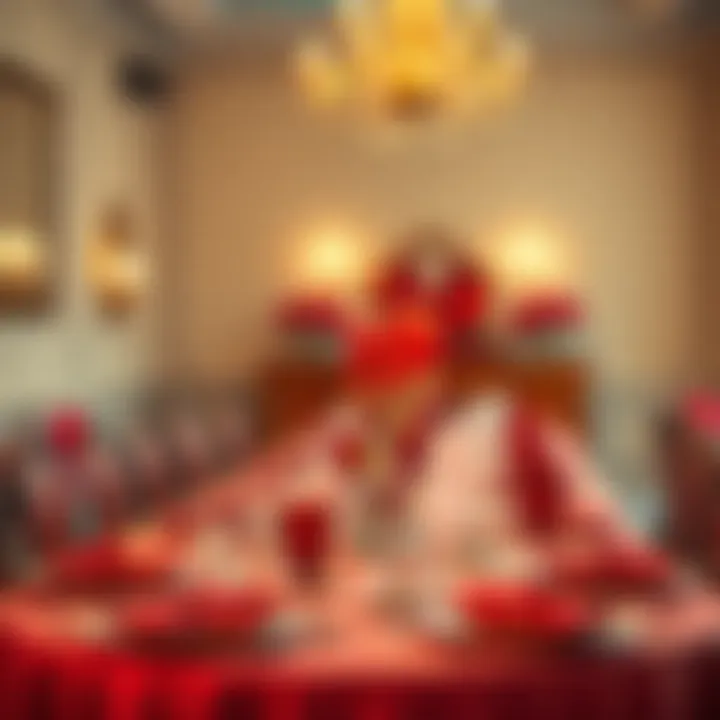 Elegant Event Table Setting A beautifully arranged table setting for an elegant event featuring red decor