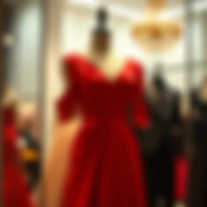 Elegant Red Evening Dress Elegant red evening dress elegantly displayed on a mannequin