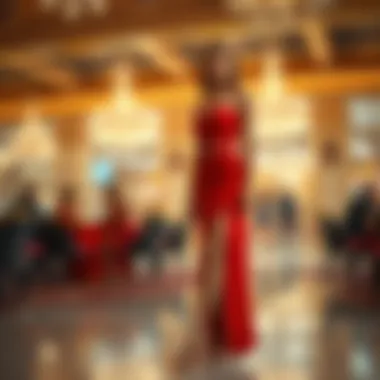 Chic Red Dress at Glamorous Venue Stylish red dress paired with chic shoes at a glamorous venue