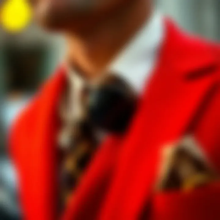 Close-up of stylish accessories complementing a red suit