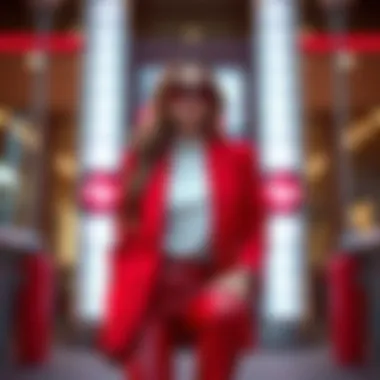 Fashionable outfit combinations featuring a red suit