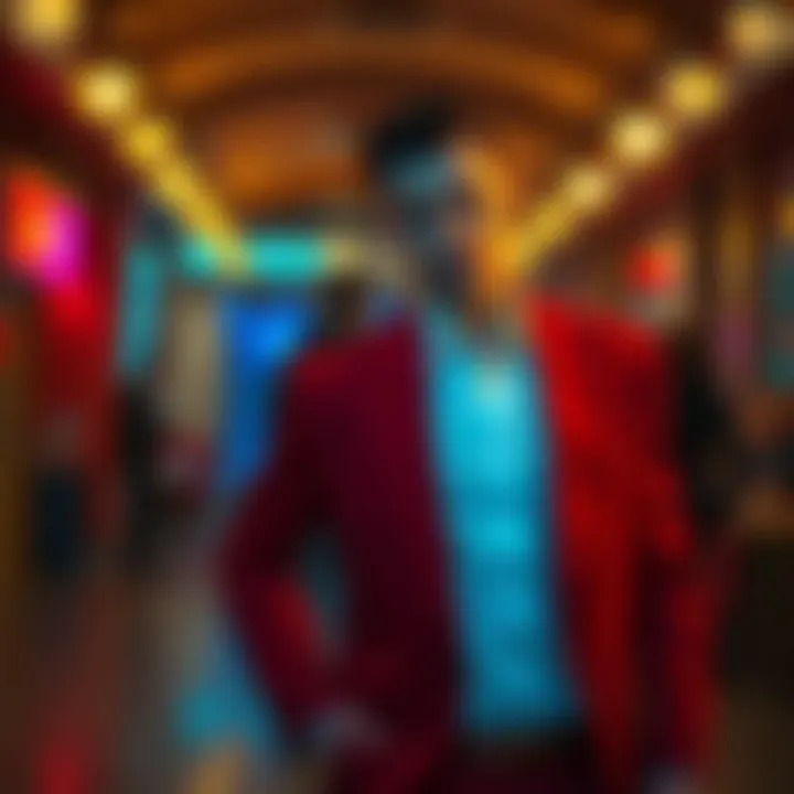 Dramatic pose showcasing the confidence of wearing a red suit