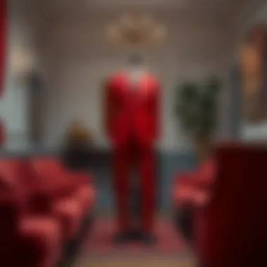 Elegant red suit displayed in a sophisticated setting