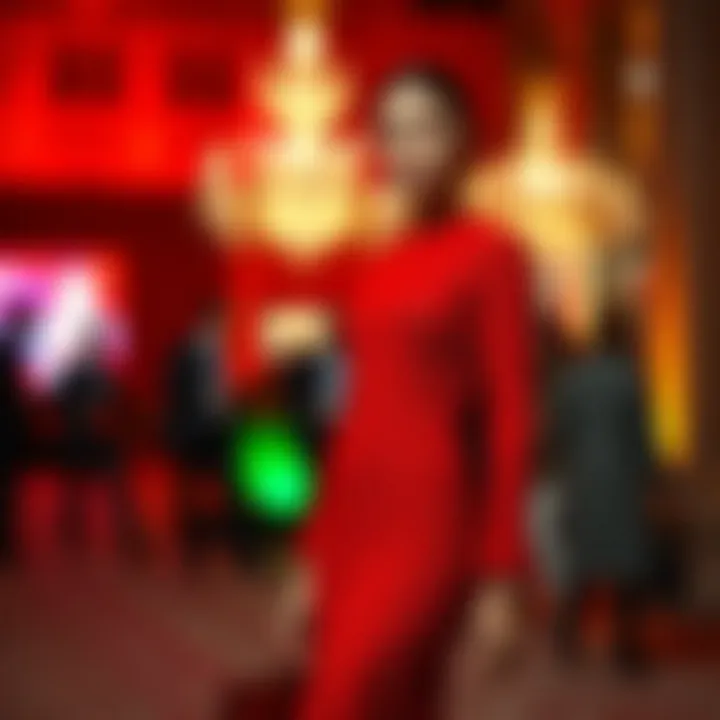 Red Knit Dress at a Glamorous Event Model showcasing red knit dress at a special event