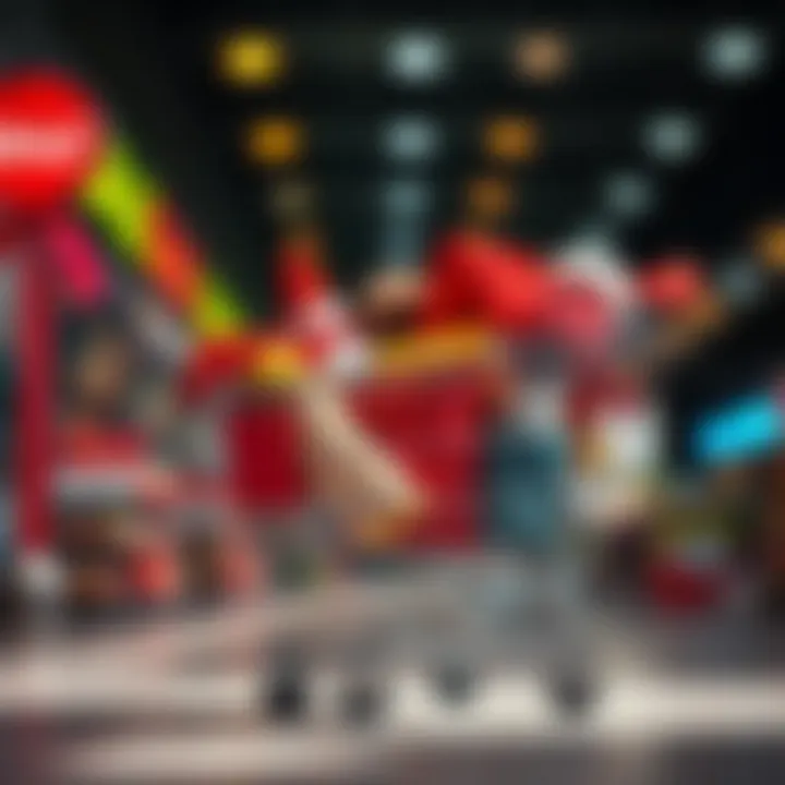 Shopping cart filled with discounted winter products