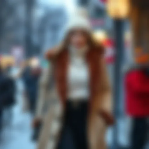 Stylish winter fashion ensemble featuring cozy layering