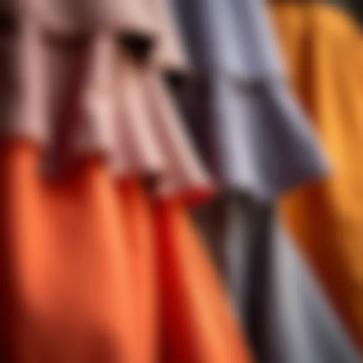 Close-up of fabric textures in flared skirts