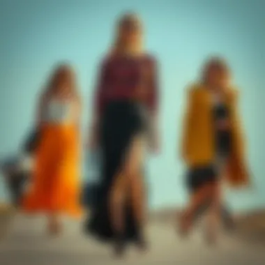 Fashionable accessories complementing a flared skirt