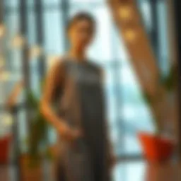 Stylish sleeveless tunic in a modern setting