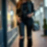 Stylish black denim pants outfit