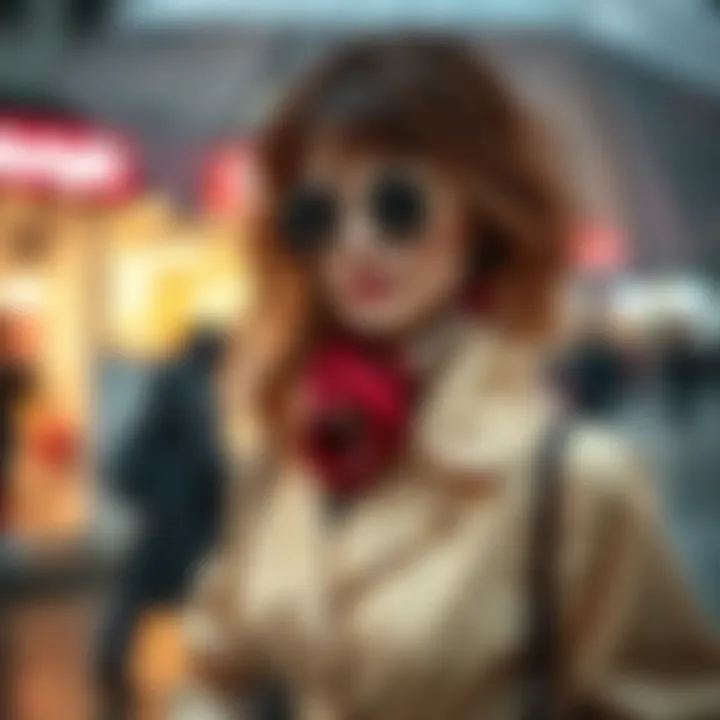Stylish raincoat paired with chic accessories