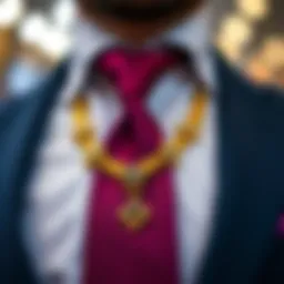 Elegant tie paired with a luxurious gold necklace