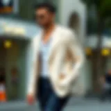 Elegant Daily Wear Ensemble Stylish cream blazer paired with dark jeans