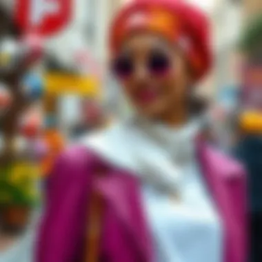 Stylish krep kap in vibrant colors paired with accessories