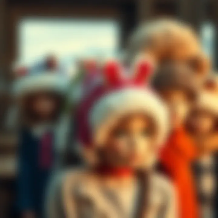 Group showcasing different styles of plush hats