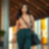 Sophisticated Style with Fabric Trousers Elegant fabric top outfit combination for women