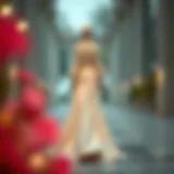 The Essence of Elegance in Modest Fashion Elegant long gown with a train showcasing modern modest fashion