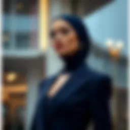 Elegant navy blue ferace showcasing modern design