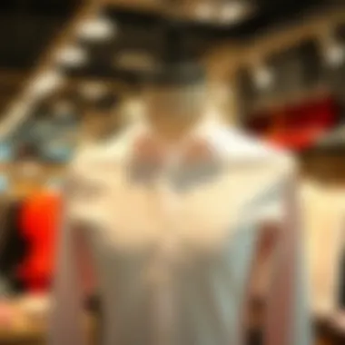 An elegant long collar shirt displayed on a mannequin in a modern boutique.