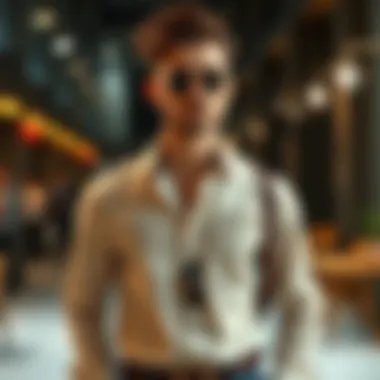 A stylish long collar shirt paired with trendy accessories on a stylish backdrop.