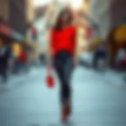 Fashionable low-rise leggings styled with a chic top